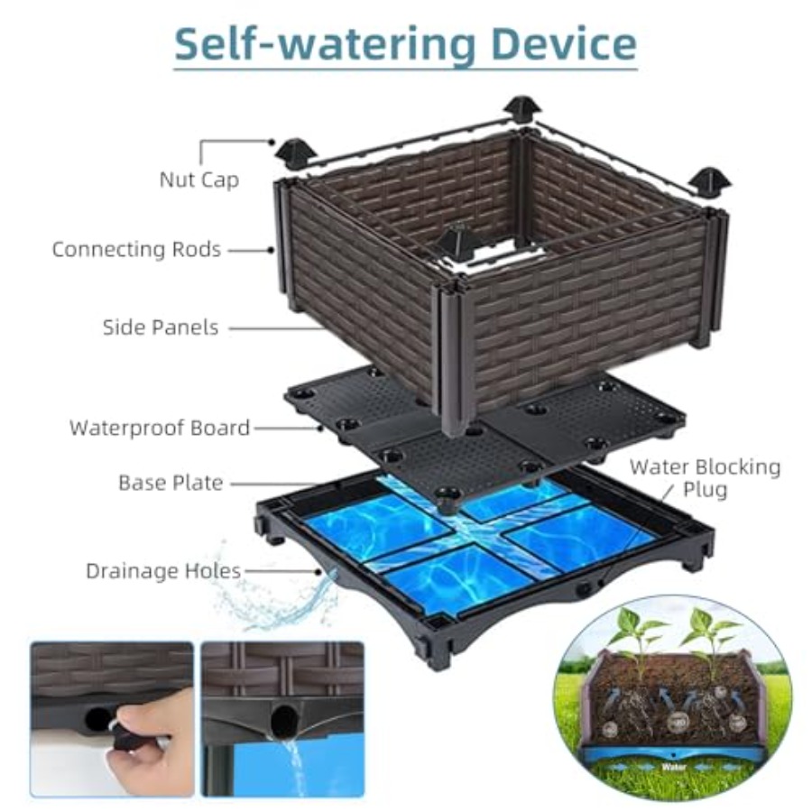 Outdoor self-watering raised p - Self-Watering Planter 评论和价格